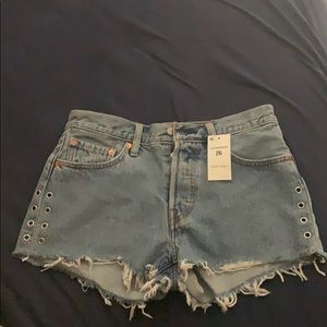 Levi 501s high waisted shorts w/ silver rivets